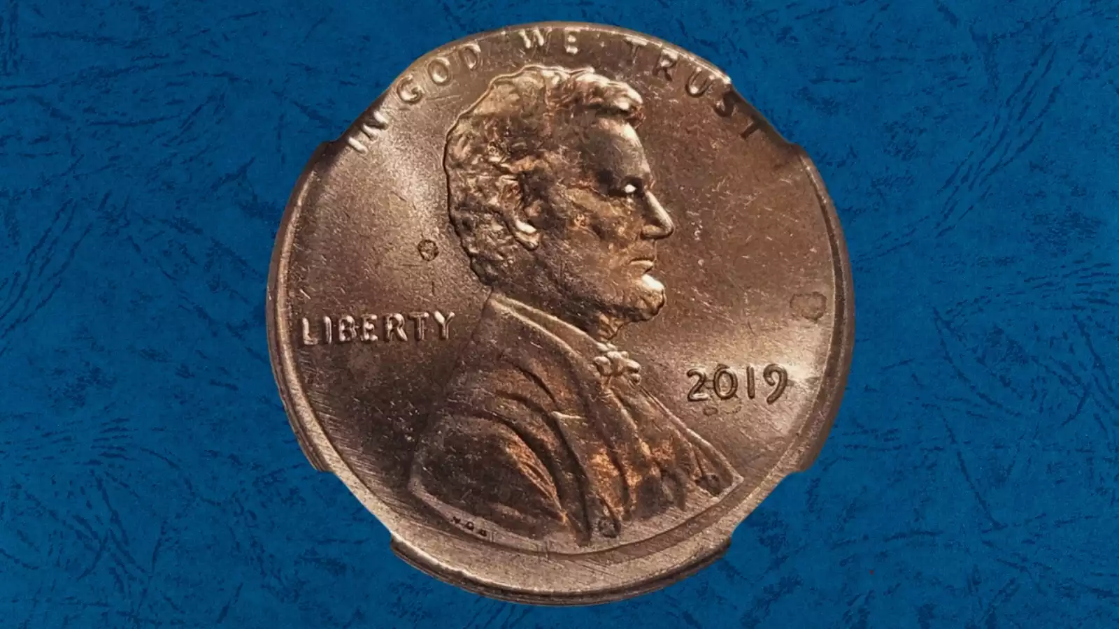2019 Lincoln penny with off-center strike showing blank planchet area and shifted design with full date visible